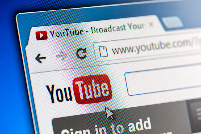 YouTube Webpage Close-up on LCD Screen